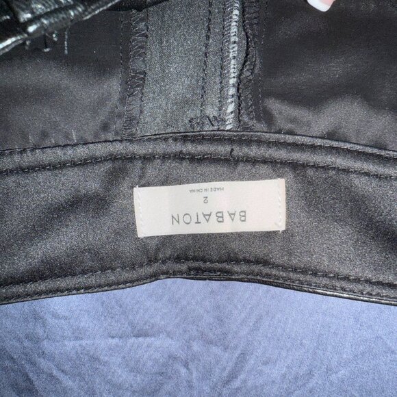 Aritzia Wilfred Melina Pant Faux Leather Straight Leg 2 Black High Rise - Picture 3 of 4